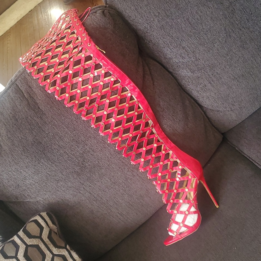 Dsquared Red thigh high heels